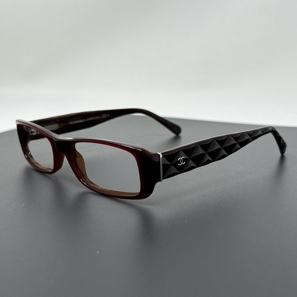Chanel CH 3124 650 51mm Bordeaux Horn Quilted Cocomark Eyeglasses Frames Only - Picture 2 of 12